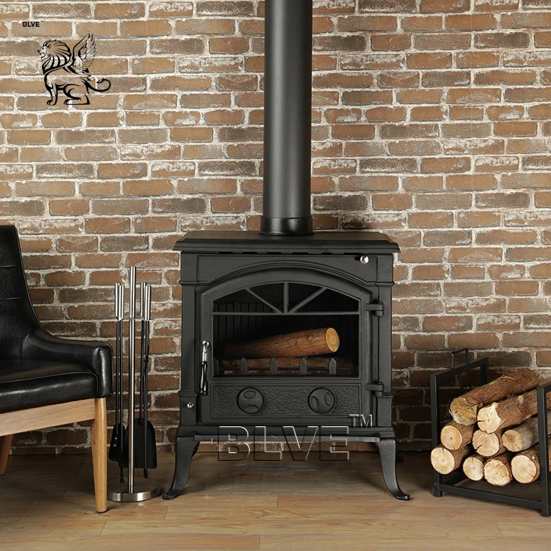 BLVE Modern Design Cast Iron Stoves Firewood Burning Heaters Unique Freestanding Fireplace Indoor Wood Burning