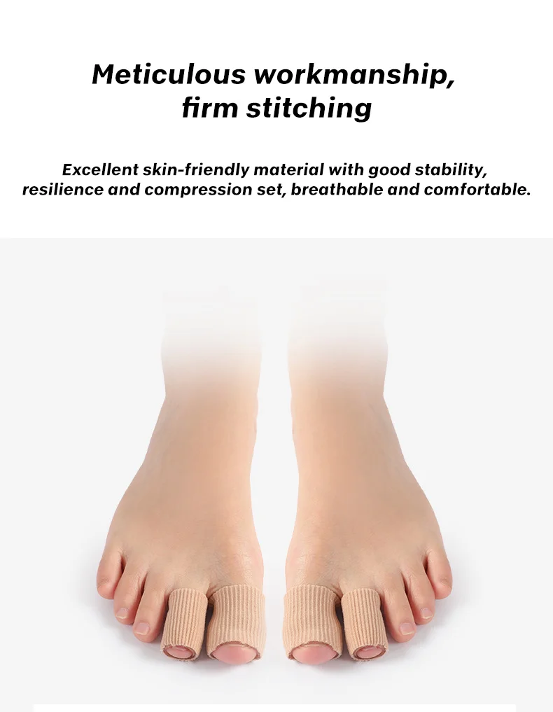 OLLAS Foot Care Finger Tube Corns Blisters Hammer Toes Separator Fabric Toe Protectors Silicone Gel Toe Sleeves