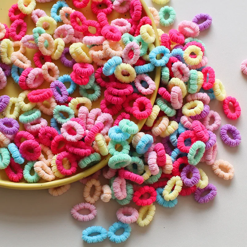 100pcs/pack Children Multicolor Elastic Scrunchies Baby Cute Small Soft Rubber Bands Hair Ties Toddler Infants Hair Accessories