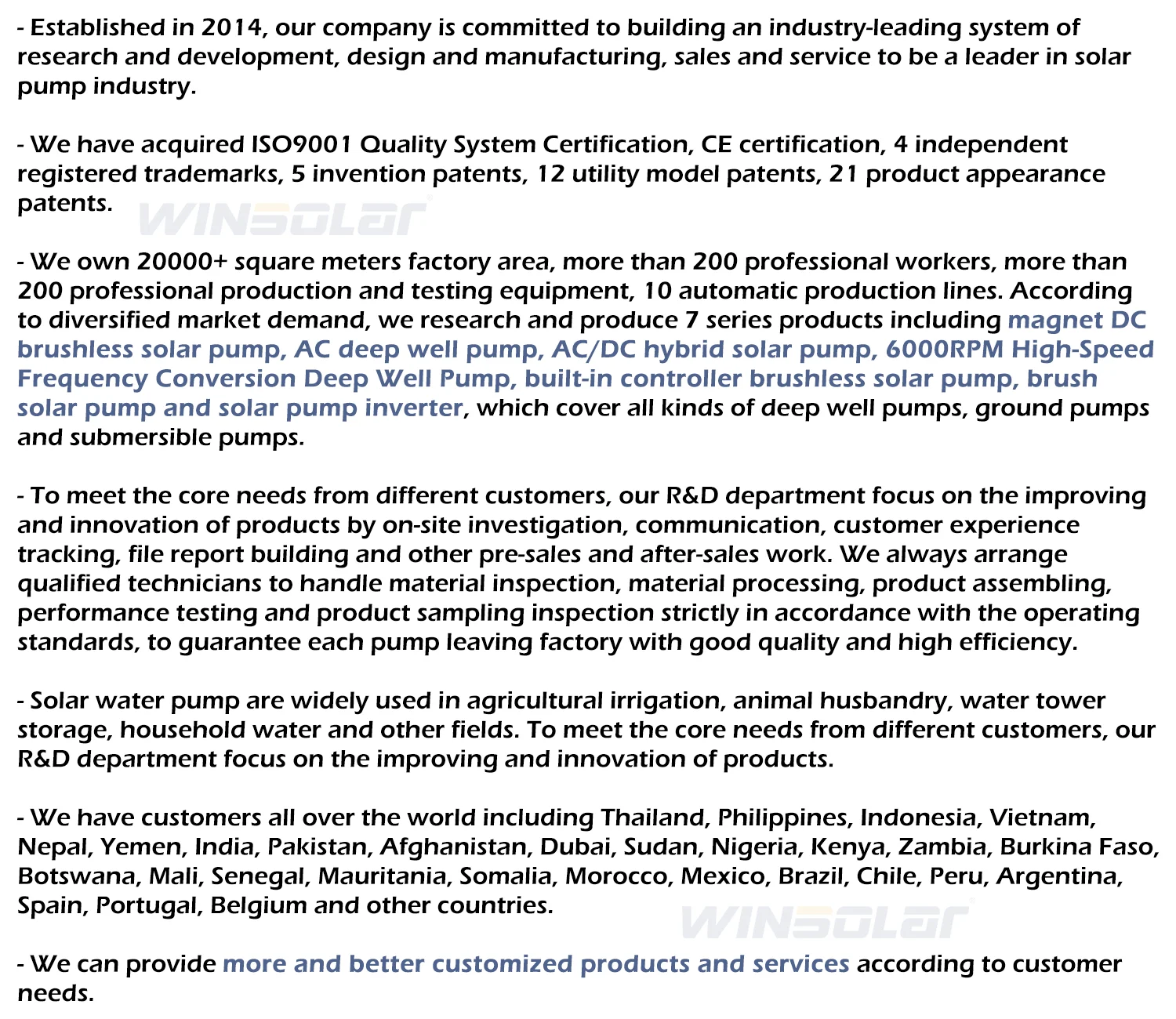 4 Inches Plastic Impeller Deep Well Submersible Solar Pump Manufacturer DC Solar Water Pump in Dubai