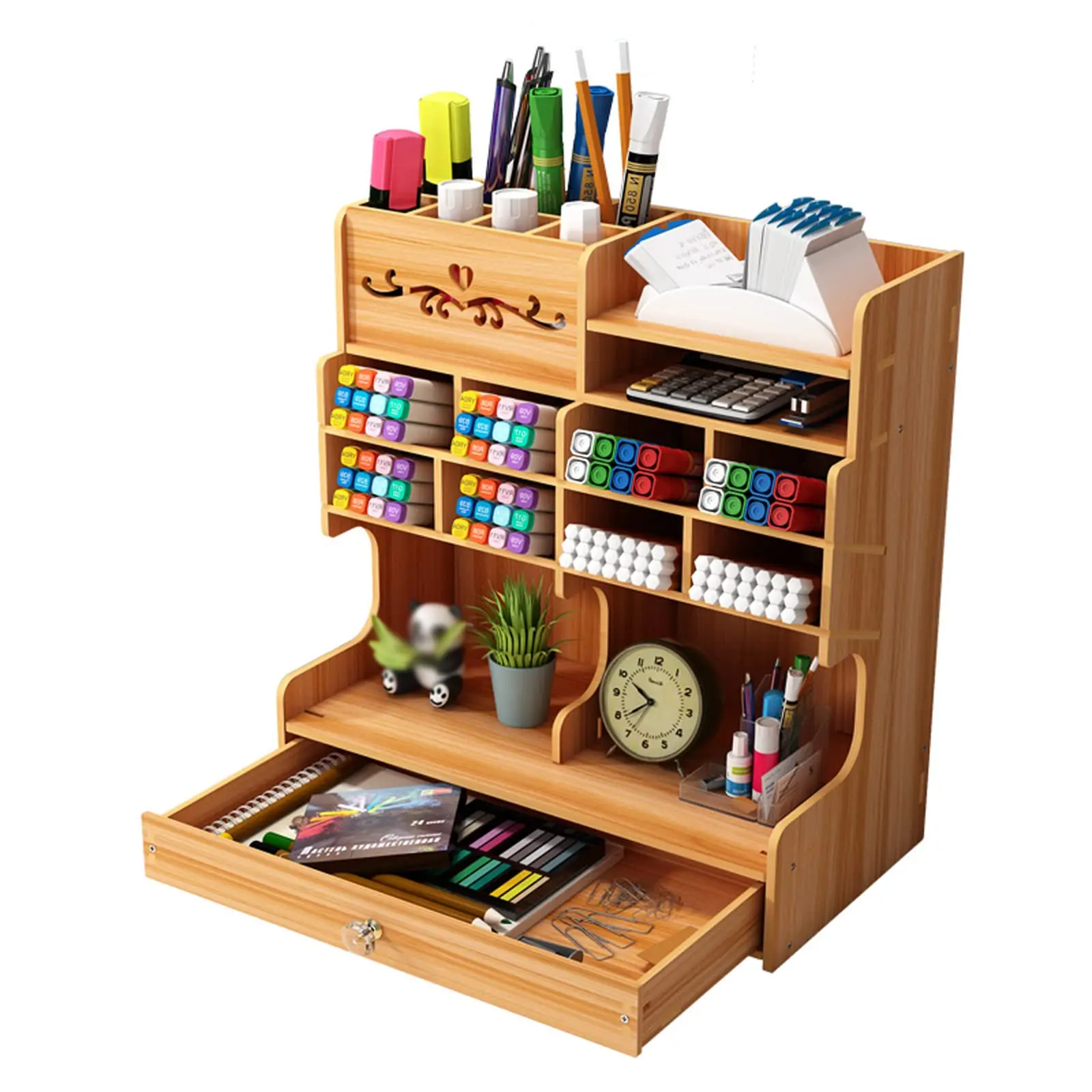 Wood Pen Desktop Storage Box Document Books Magazine Holder File Box Office File Organizer Hanger File Basket Shelf Organizer