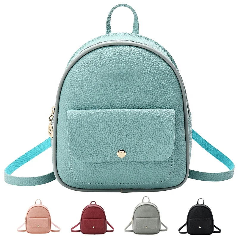 Casual Girls Mini Backpack Women PU Leather Shoulder Bag Teenage Multi-Function Small Bagpack Female School Backpack