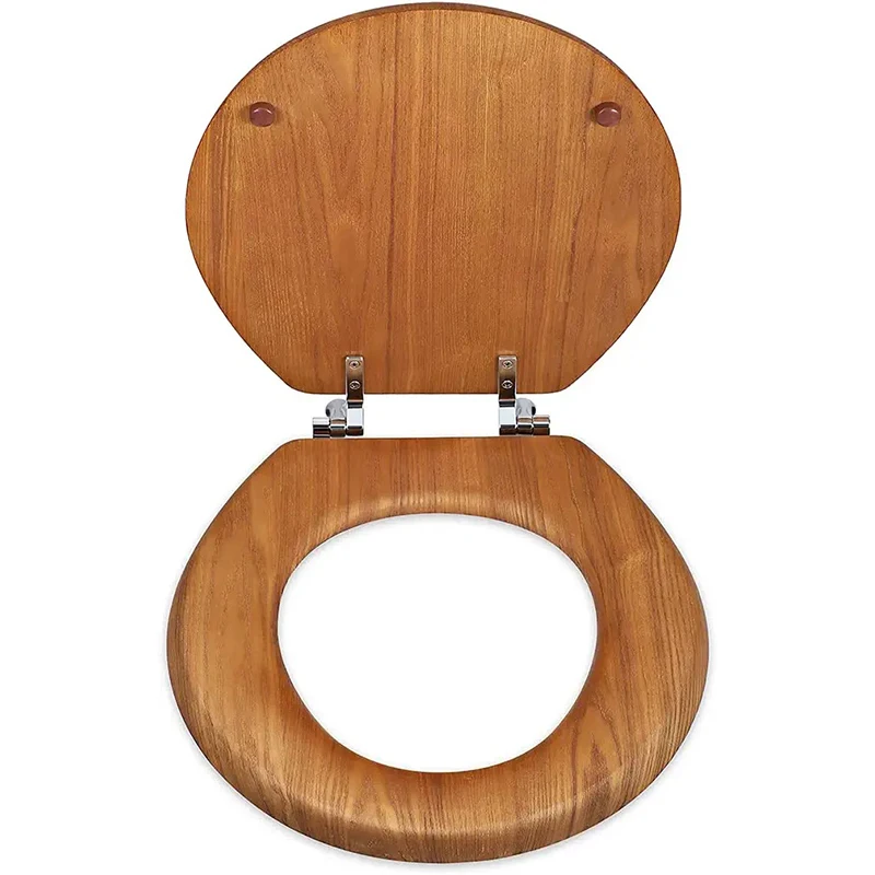 New Design Bamboo Toilet Seat,Toilet Seat Cover With Stainless Steel Hinges,Wooden Toilet Seat