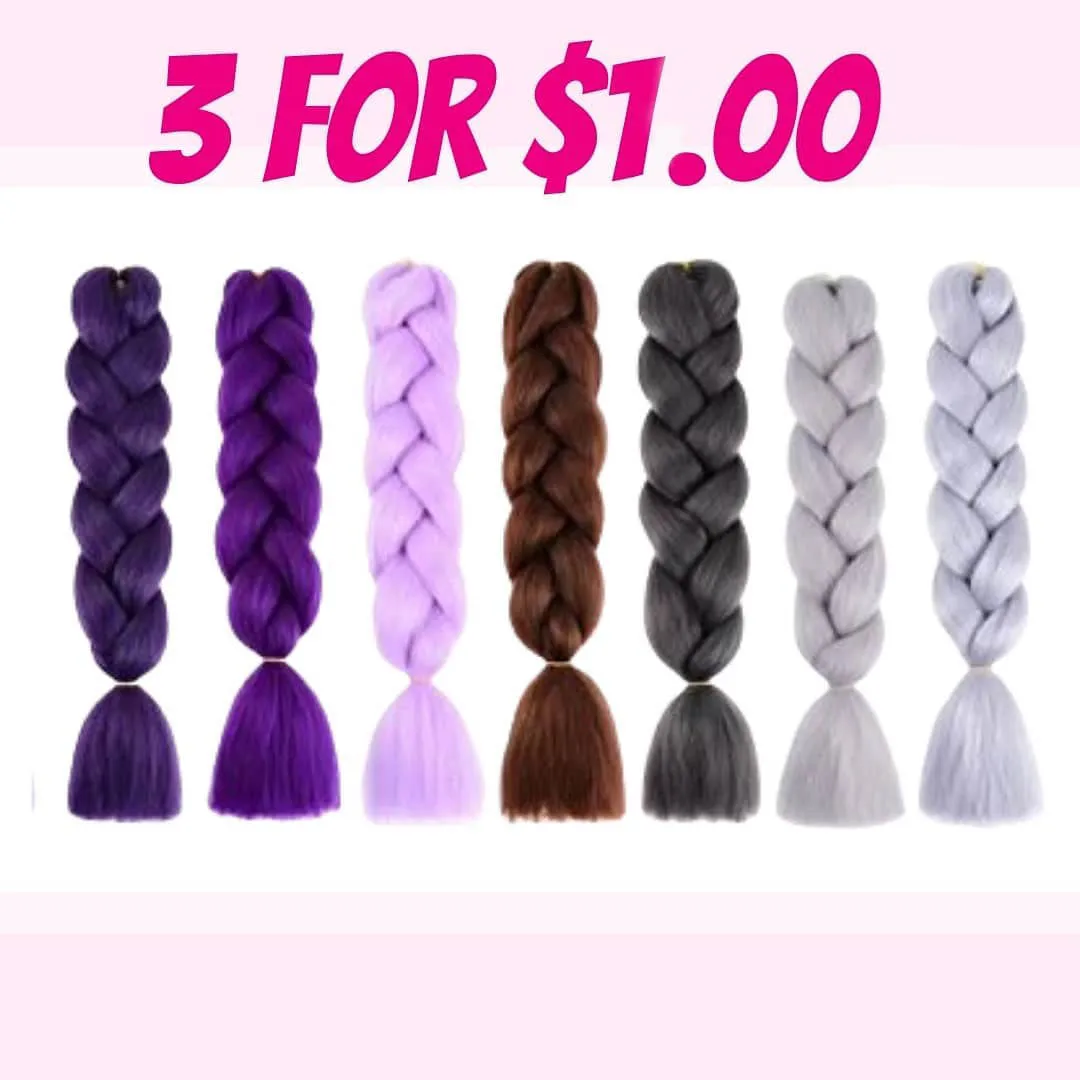 
3 pieces for $1Jumbo Braid Ombre Expression Braids African Extension Crochet Curly Synthetic Braiding Hair 