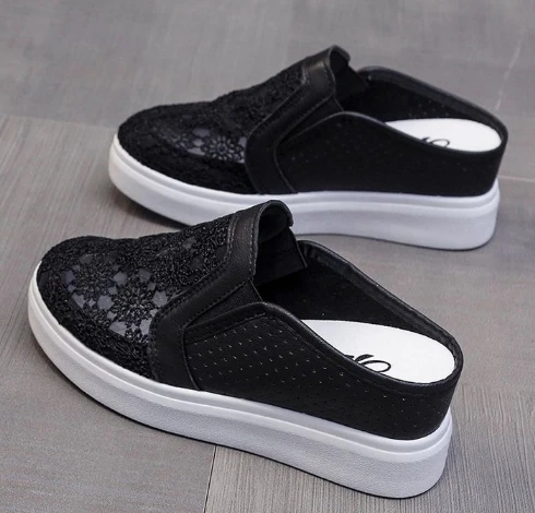 New wedge slippers ladies summer fashion outside wear thick bottom muffin inside increase mesh breathable flip-flops women