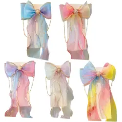 Большой тюль, атласный бант для волос