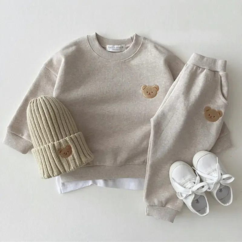 Hot Sale  Toddler Baby Boys Girl Fall Clothes Sets Baby Girl Clothing Set Kids Sports Bear Sweatshirt Pants Suits Outfits