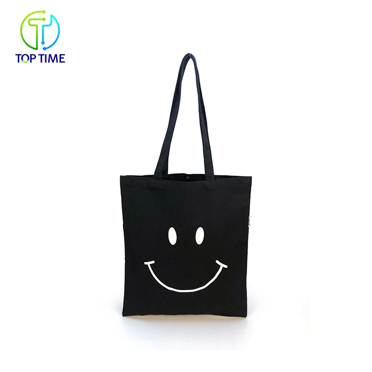
Promotional Shopping Custom Printed Black Organic Cotton Tote Bag 