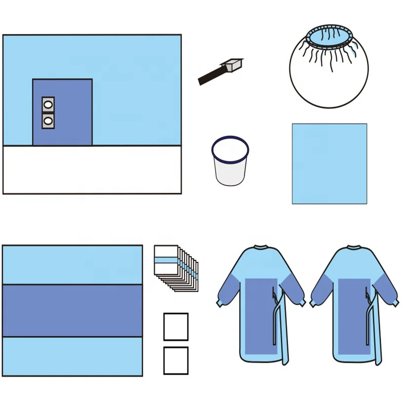 Customized Disposable Angiography Surgical Kit Sterile Angiography Set /Kit With Surgical Drape and Gown