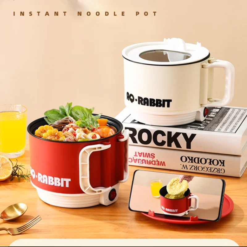 kitchen 1.6L chef pot for lazy non-stick hot pot student dormitory soup noodle pot mini skillet single electric multi cooker