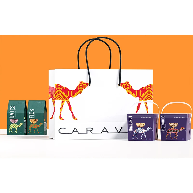 Customized luxury Paper Bags With Your Own Logo For Gift Shopping nuts and dried fruit Food Packaging Bag