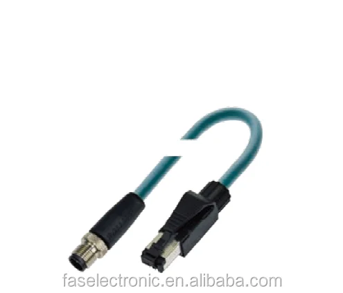 IP57 waterproof connector m12 x-coded 8pin straight male to rj45 gigabit ethernet with PUR jacket