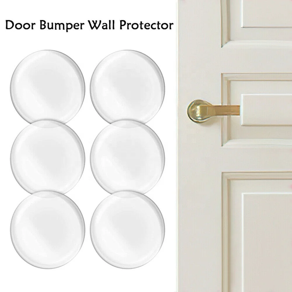 Self Adhesive Silicone Wall Protectors Round Door Handle Bumper Guard Rubber Door Stopper