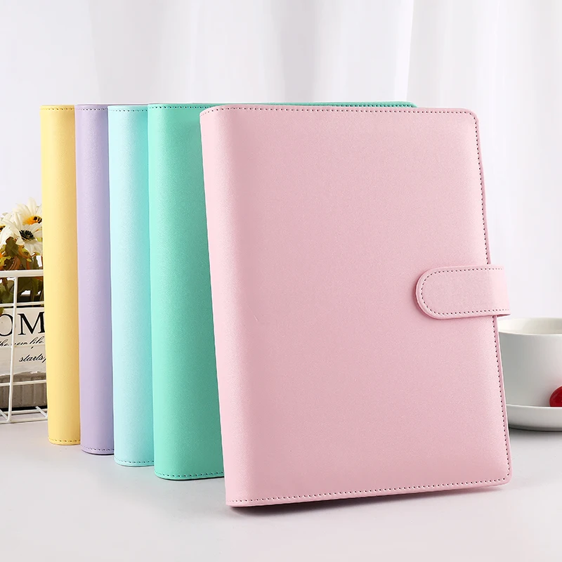 Macaron color 6 ring binder notebook cover A5 notebook pink/blue/green/yellow colors cover