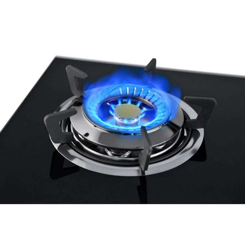 OEM Design Tempered Glass Blue Flame Cast Iron Gas Hob 2 Burner Built In Double Butane Gas Stove