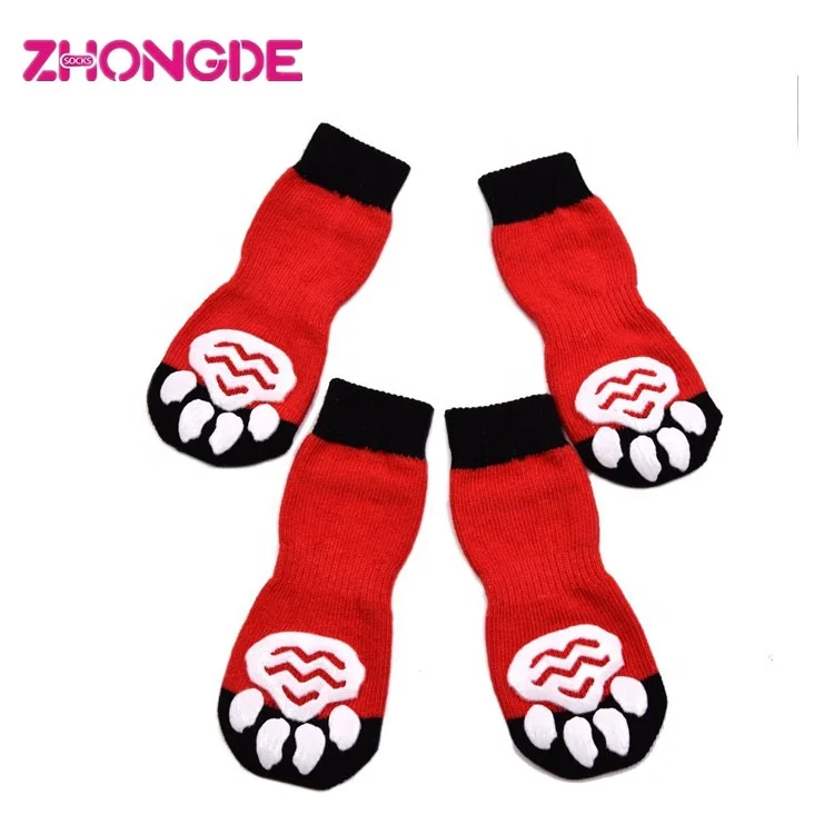 Custom cute paw non slip pet dog & cat socks