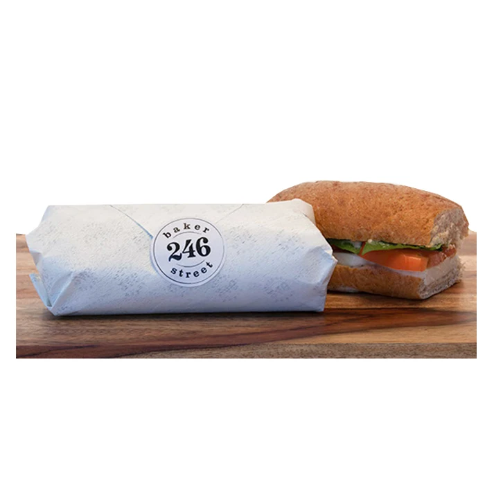 grease proof wax paper sheets with logo eco-friendly fast food paper wrap for sandwich burger chocolate wrapping paper