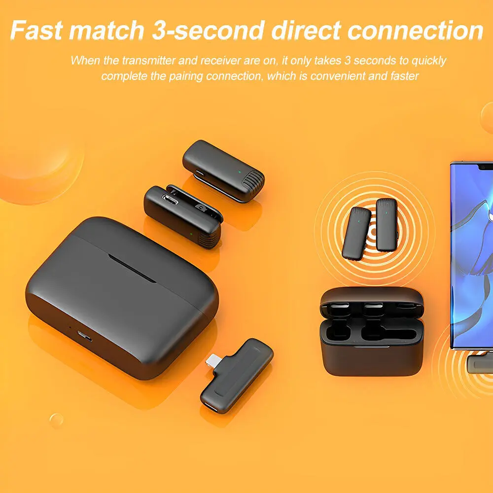 J13 Wireless Lavalier Microphone Wireless Lavalier Microphone Audio Video Recording Mini Mic for iPhone/iPad Type-C Android