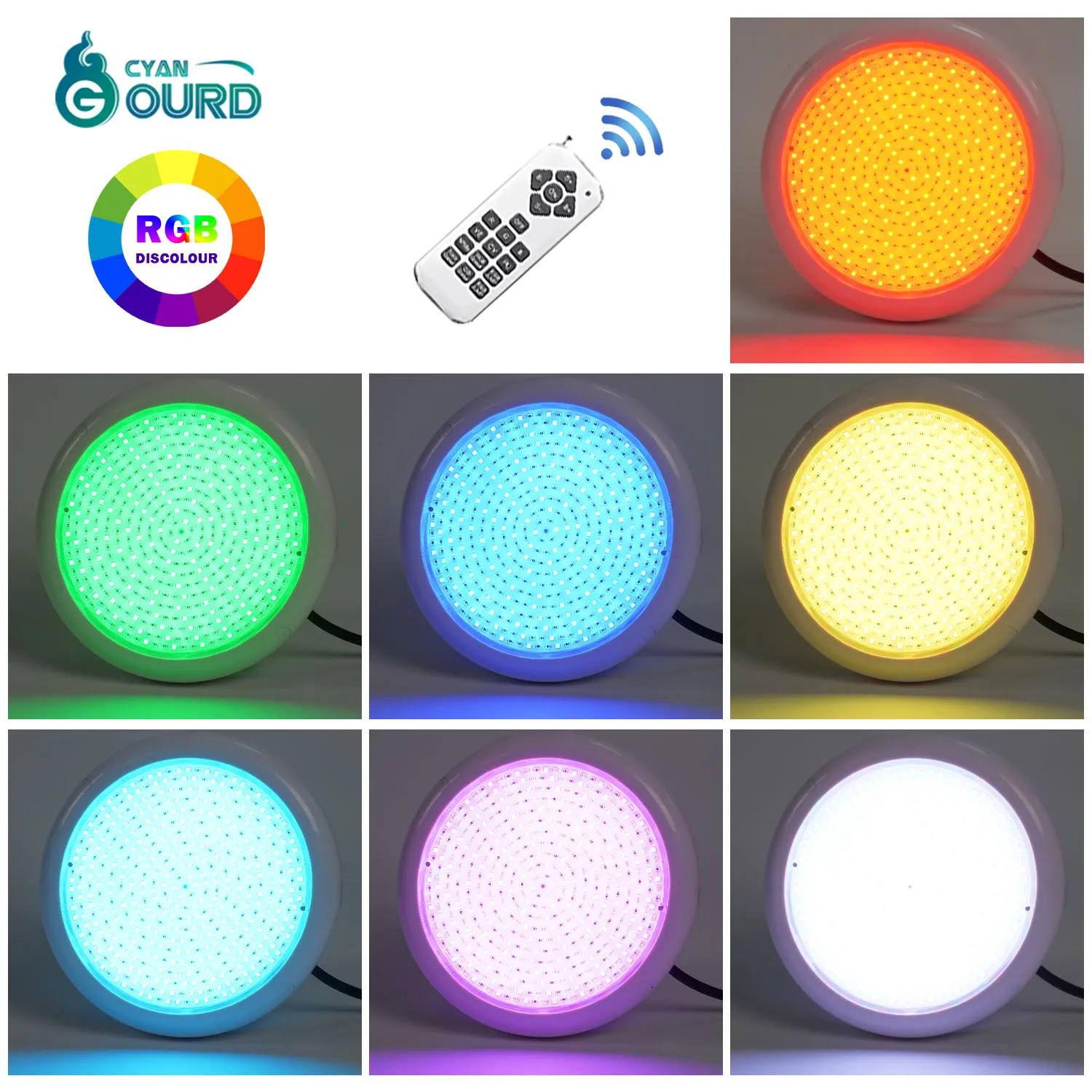 Настенная лампа для бассейна 205 мм Ip68 Водонепроницаемая Смола Rgb умное Подводное освещение плавания Светодиодная 18 Вт