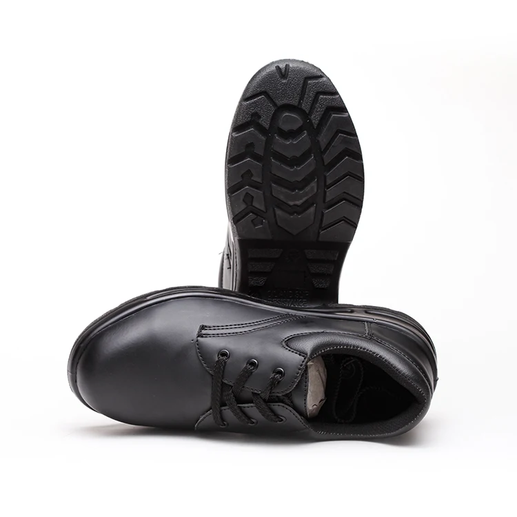 Black Smooth Action Leather Woodland Men Safety Work Shoes