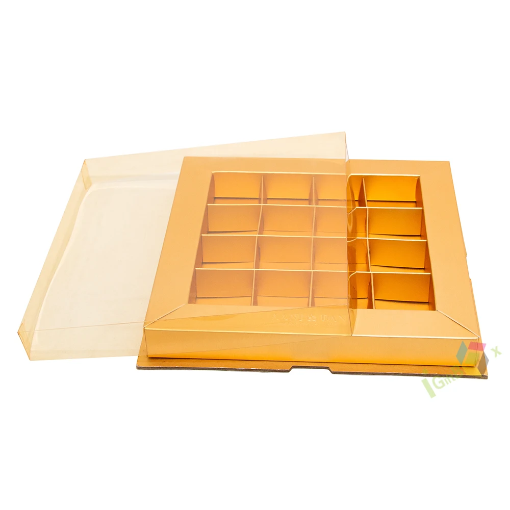 Hot Pick Handmade Chocolate Packaging Box Sweet Food Box with Die-cut inserts and PVC Lid