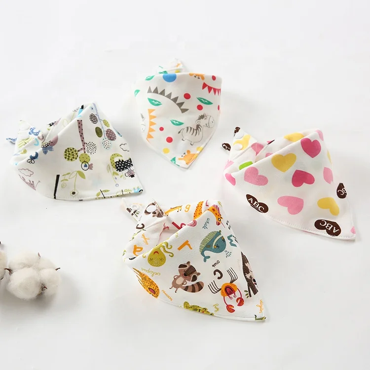 Adjustable 100% Organic Cotton 5 packs Absorbent baby bandana drool bibs Infant Toddler Baby Bibs triangle towel