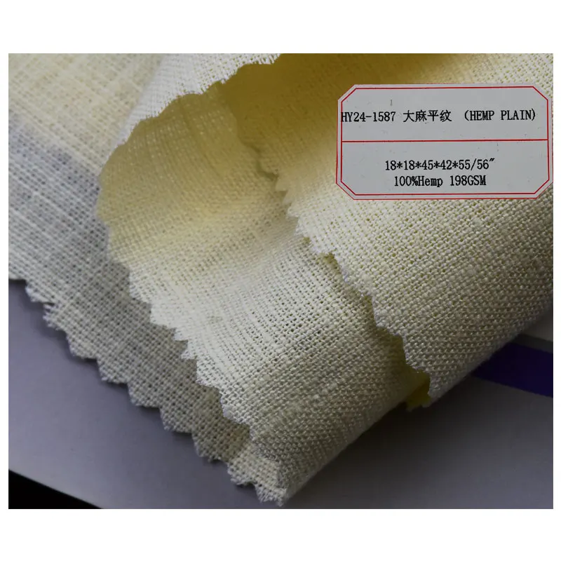 100% Органическая конопляная ткань простая Экологически чистая Антимикробная летняя оптовая цена для одежды