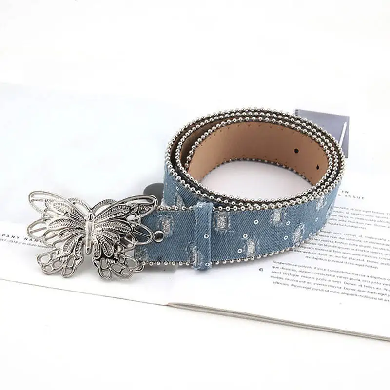 Western Vintage Elliptic Buckle Rhinestone Sequin Belts Women Dress Crystal Leather Bling Waist Belts for Jeans Pants