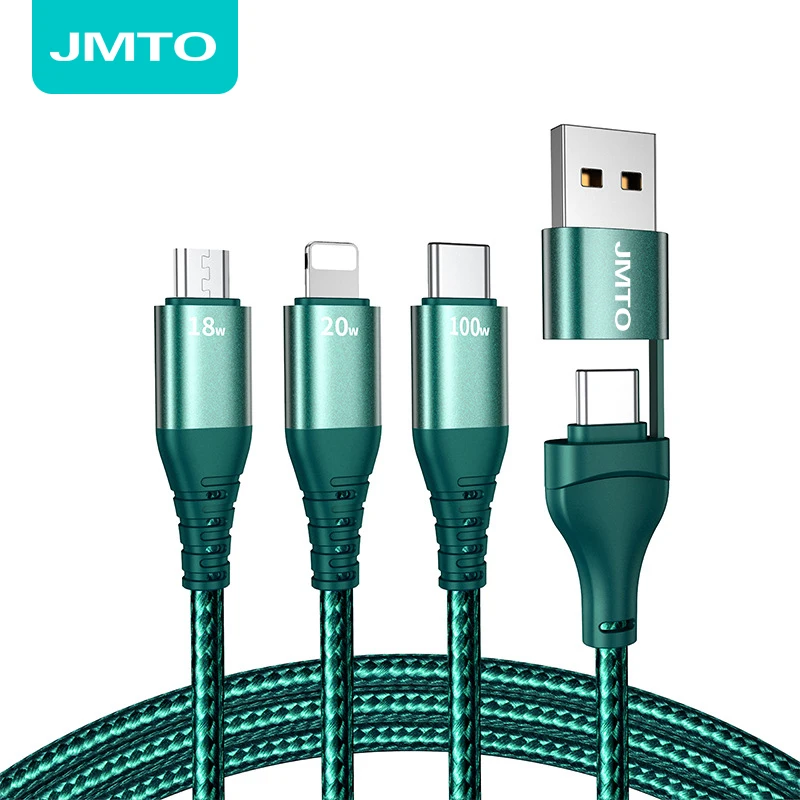 Jmto алюминиевого сплава 3 в 1 100w кабель-Переходник usb c type c освещения micro 6A Быстрый зарядный кабель для передачи данных для macbook Чехол для телефона