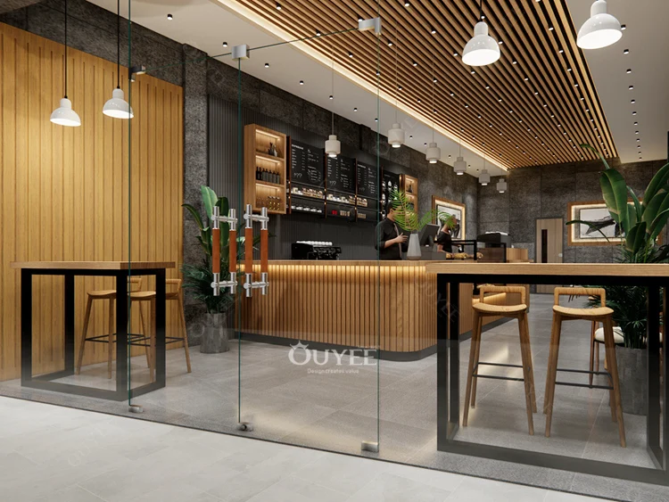 3D Design Service Custom Bubble Tea Display Coffee Shop Design Industrial Coffee Shop Counters Coffee Shop