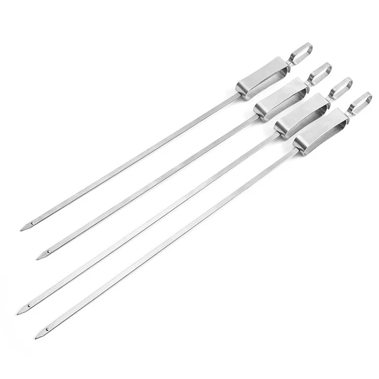 New Design Barbecue tool stainless steel skewers with removable lock for food BBQ sticks with 2 pieces of holders
