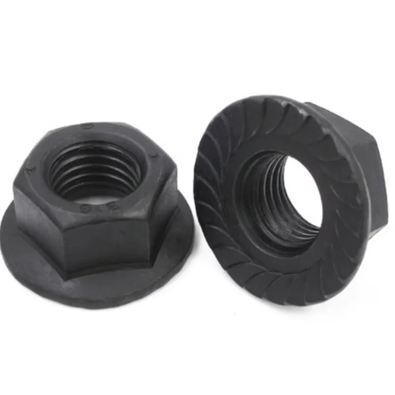 Steel Serrated Spinlock Hex Flange Nut Nickel-plated Color Zinc Lock Nuts fine thread Black Flanged Hex Wheel Lock Nuts 4mm