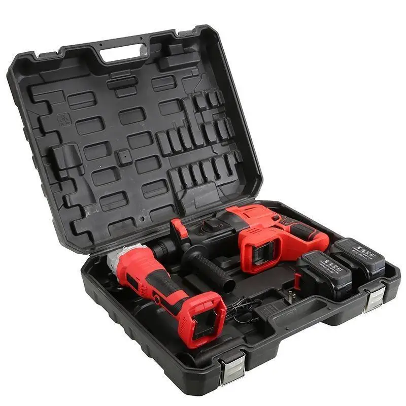 Portable 2-in-1 Cordless Impact Wrench and Angle Grinder Combo Kit Hammer Drill Power Tool Set