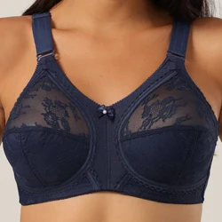 Women Full Coverage Ultra Thin Wireless Bra Soutien-gorge Sostenes Adjusted-straps C D White Minimizer Support Big Size Lace Bra
