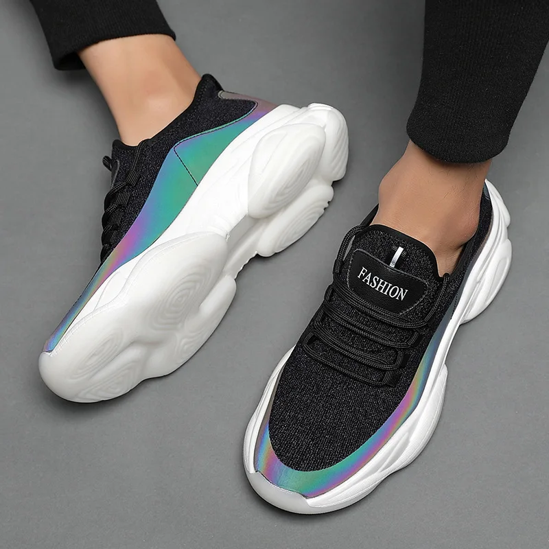 Sport Shoes Mesh Fly knit Men Casual Running Sneakers Latex insole TPU thicken outSole Wholesale Man sport trainers OEM factory