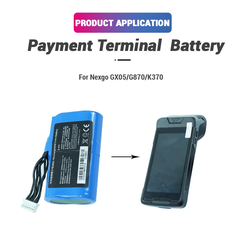 Li-ion 7.4V 2600mAh Rechargeable Lithium ion Payment Terminal K370 GX05 G870 Replacement Battery For Mobile POS Systems