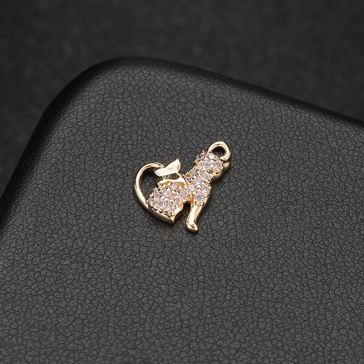 Christmas Gift Making Accessories Cute Cat Robot Frog Prince Shape Mini Gold Plated CZ Charms For Jewelry Making