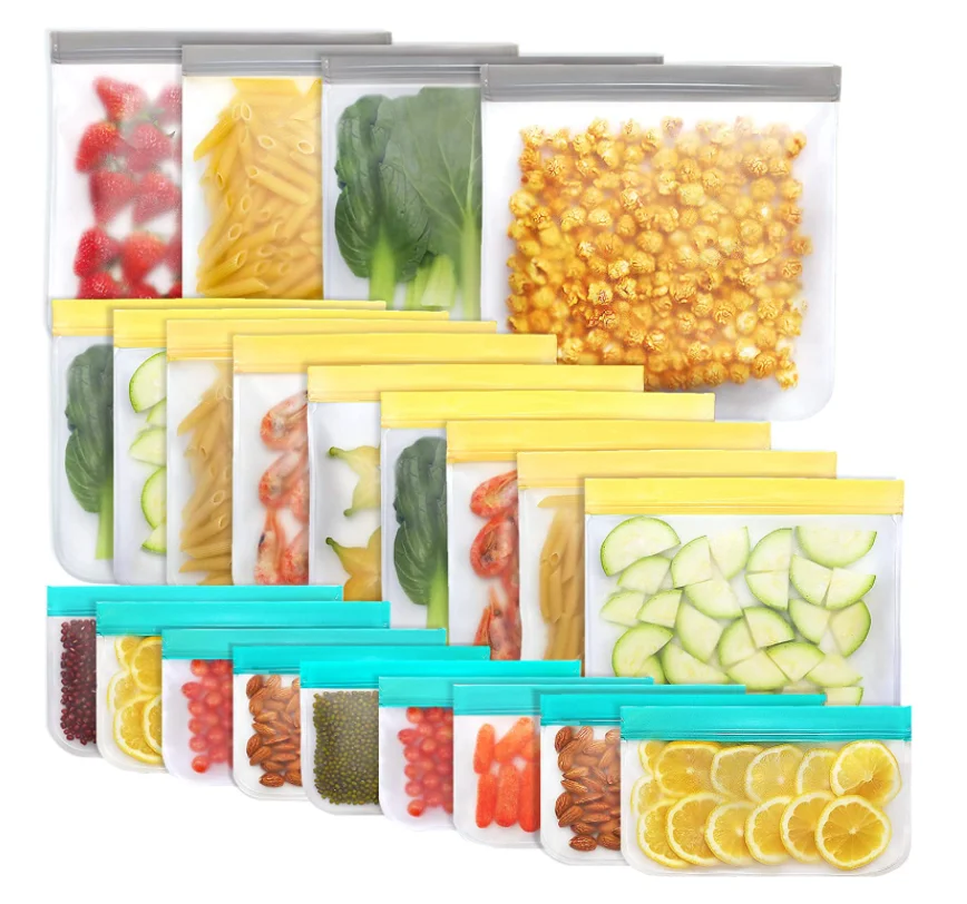 
Ecofriendly Reusable Silicone Food Storage Bag Leakproof Food Storage Bags Clear Fresh Keeping bag 