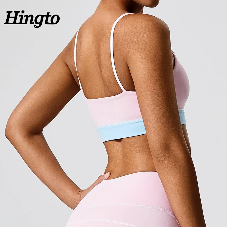 Active Fitness Yoga Bra Custom Logo Sports Bras Contrasting U-Neck Sports Bra For Women Buttery Soft Workout Tops