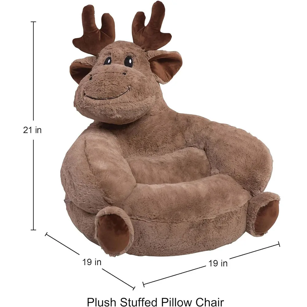 A861 ODM Moose Toddler Plush Pillow Kids Comfy Animal Chair Old Baby Soft Toddler Lounge Kids Bean Bag Alternative Babys Chairs