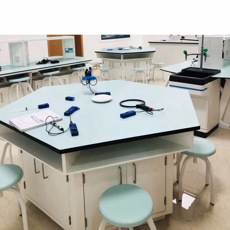 School lab hexagon table work bench student computer lab table lab desk work bench school desk