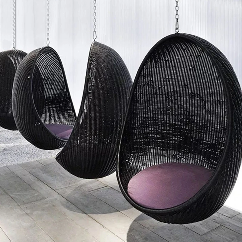 Juecheng patio metal garden swing chair outdoor rattan wicker rattan hanging basket