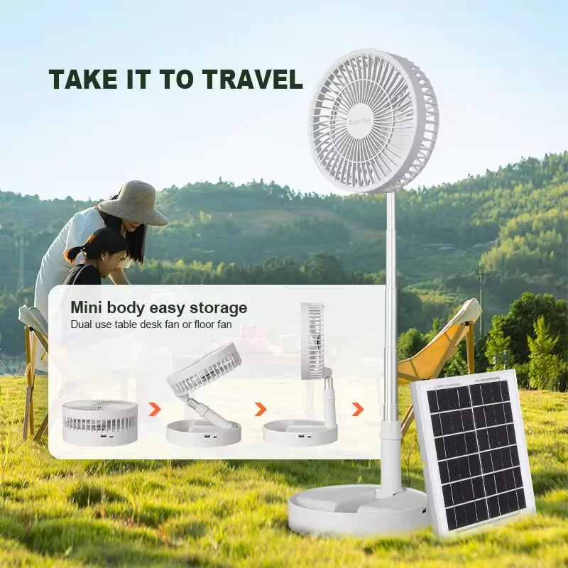 Household Car Garage Use Mechanical Plastic Adjustable Outdoor Portable Solar Panel Fans
