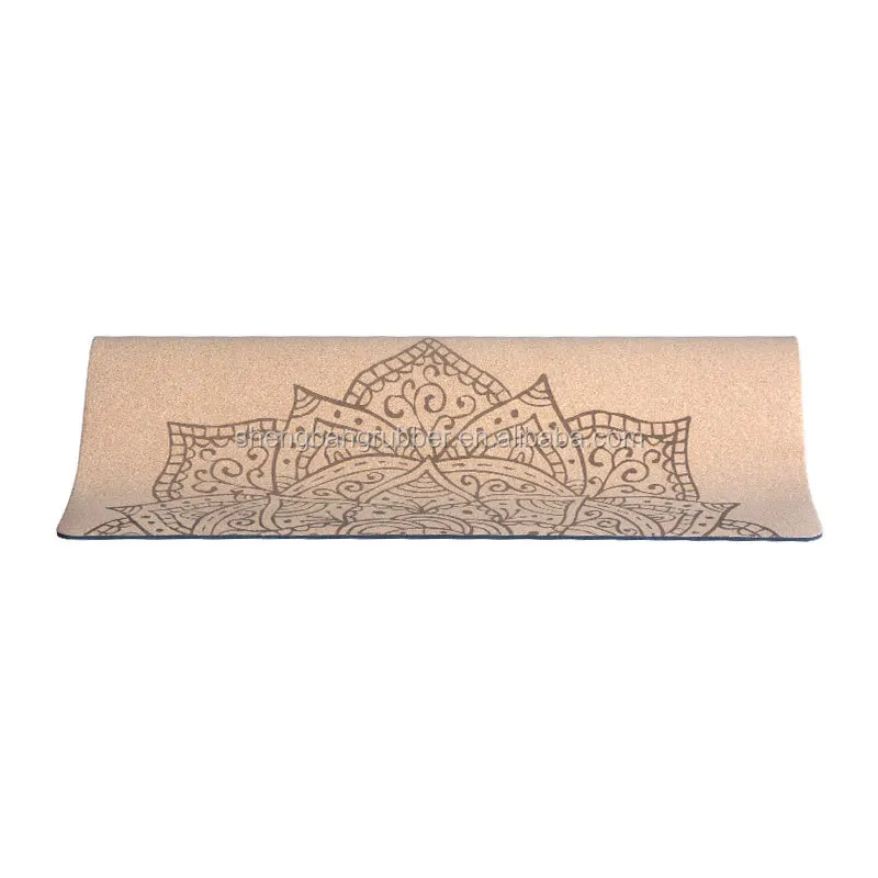 Hot Sale Natural Rubber Eco Friendly Anti-slip Safe Cream-coloured Durable Cork Custom Thick Eco Yoga Mats