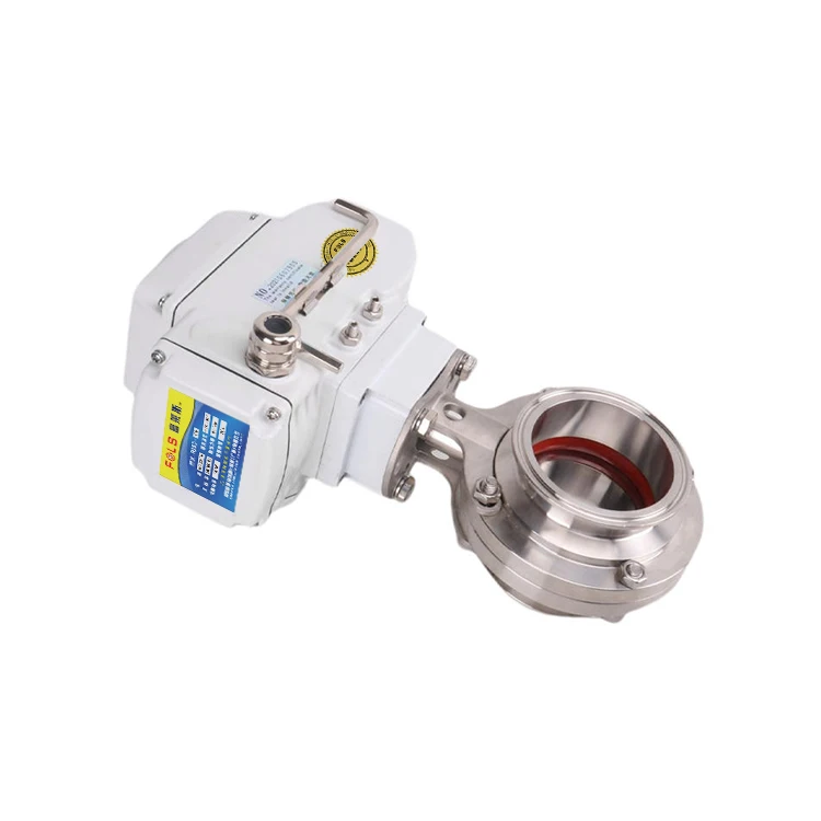 Stainless Steel 304Motorized Electric Operated butterfly valve Hard Seal food grade electric actuator sanitary butterfly valve