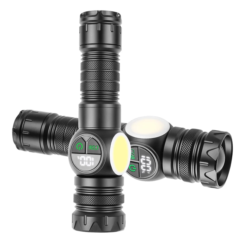 High Power LED Flashlights 1000+ Lumens Waterproof Rechargeable Tactical Lamp COB Led Torch Rechargeable Led Lights with Magnet