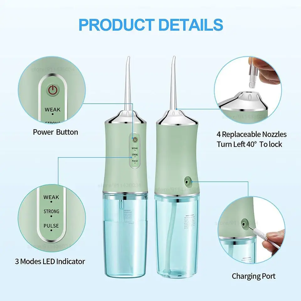 Portable Air Pressure Waterproof Handheld Cordless Digital Water Flosser Teeth Cleaner For Home Travel Teeth Care Cordless