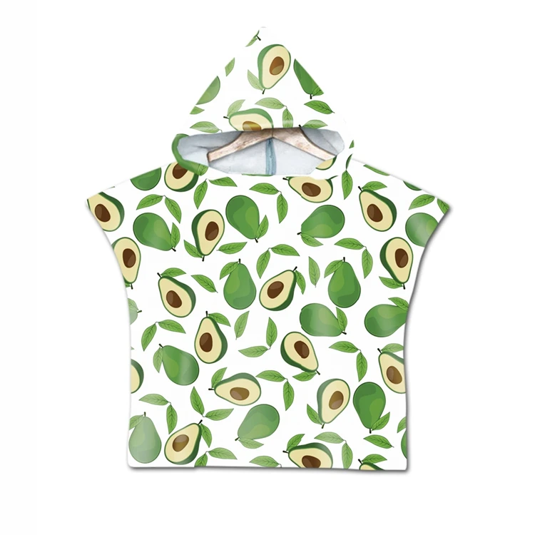 wholesale microfiber suede  digital printed beach hooded ponchos for children