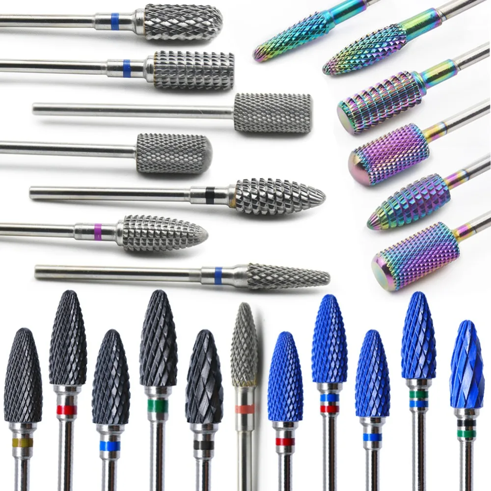 
Nail Drill Bits For Electric Drill Manicure Machine Accessory Rainbow Tungsten Carbide Ceramic Milling Cutter Nail Files 