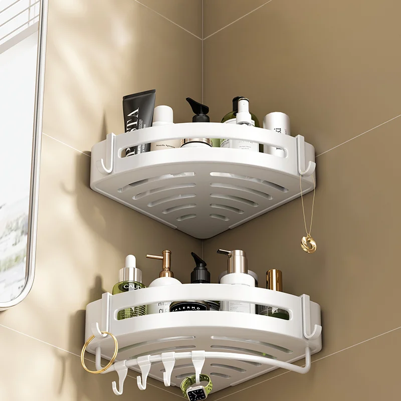 Cheap Aluminum Wall-Mounted Triangular Kitchen Bathroom Universal Shelf Metal Surface No Drilling Shower Caddy